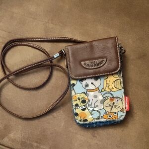 09BT- Union Bay 1981 Brown Cat Print Crossbody Bag